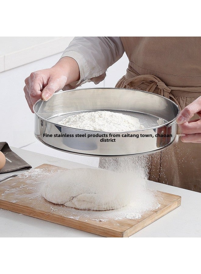 Thickened 60-mesh 304 Stainless Steel Handheld Ultra-fine Flour Sieve For Baking Noodle Shops Durable Kitchen Utensil-Specifications:-Steel Ring 201-Net 304-No Hook -- 20cm (boxed With 0.8)  - Image 1