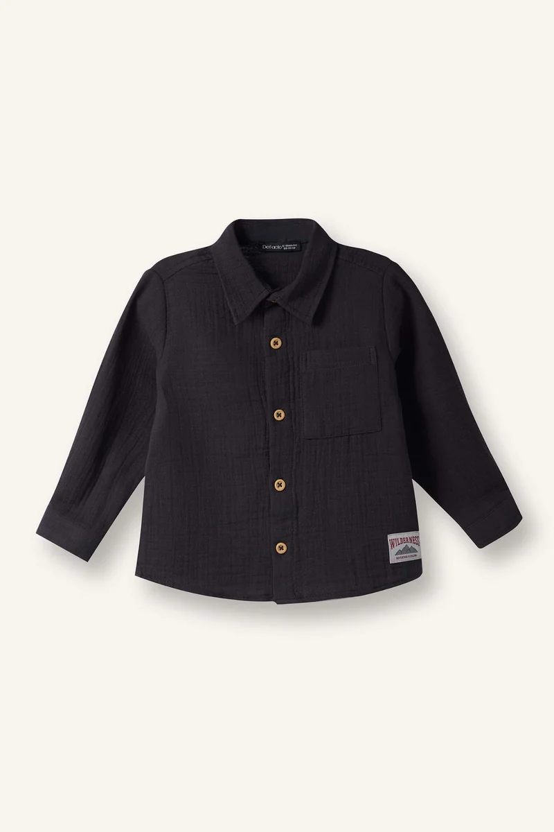 DeFacto Boy Polo Collar Muslin Long Sleeve Shirt