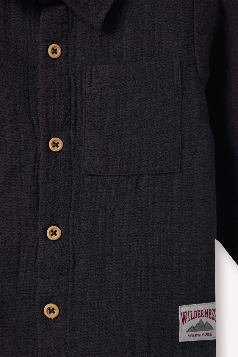 DeFacto Boy Polo Collar Muslin Long Sleeve Shirt
