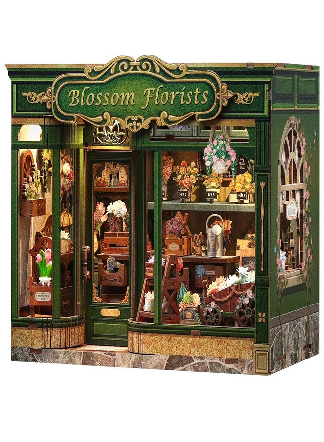 Fsolis Book Nook Kit - DIY Miniature Dollhouse Kit for Adults Tiny House Flower Shop Mini Craft Kit Bookshelf Decor DIY Puzzle Project Gifts for Women Teenagers Book Lovers (Blossom Florists) - Image 1