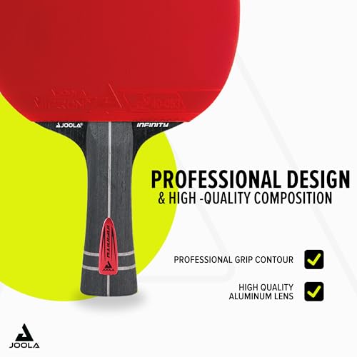 JOOLA عصا تنس الطاولة الاحترافية JOOLA Infinity Z Carbon Elite مع غلاف للعصا - تقنية زيراميد كربون - معتمدة من ITTF - عصا تنس طاولة احترافية للتحكم المتقدم والسرعة - مضرب تنس طاولة أحمر - Image 4