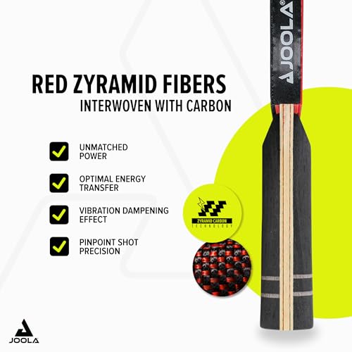 JOOLA عصا تنس الطاولة الاحترافية JOOLA Infinity Z Carbon Elite مع غلاف للعصا - تقنية زيراميد كربون - معتمدة من ITTF - عصا تنس طاولة احترافية للتحكم المتقدم والسرعة - مضرب تنس طاولة أحمر - Image 3