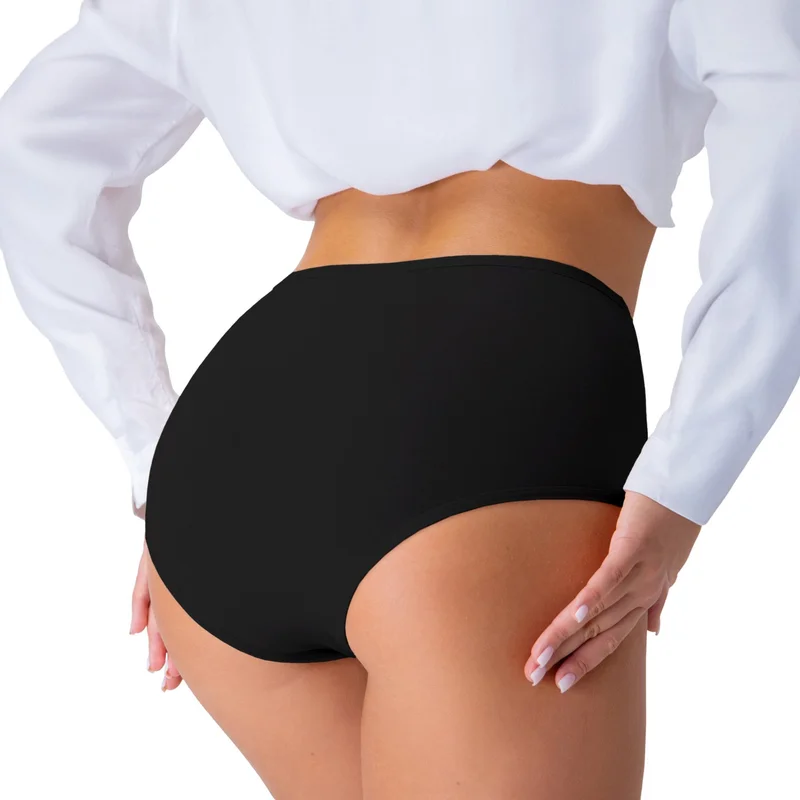 هابيفوكس Cotton King Size Women's Panties Bato 5 Pack Lycra High Waist Wide Brim Black