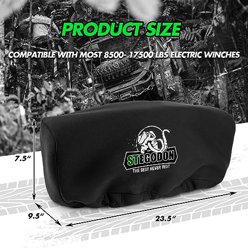 STEGODON Winch Cover,Heavy Duty Waterproof Dust-Proof Winch Protection Cover,UV-Resistant Neoprene Luminous Material Winch Cover,Fits for Electric Winches 8000-13000 lbs - Image 2