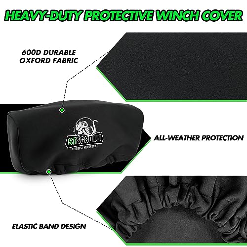 STEGODON Winch Cover,Heavy Duty Waterproof Dust-Proof Winch Protection Cover,UV-Resistant Neoprene Luminous Material Winch Cover,Fits for Electric Winches 8000-13000 lbs - Image 3