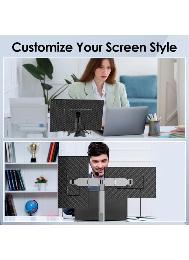 15.6'' Triple Monitor Laptop Screen Extender, Ultra-Thin Portable IPS Monitor with Narrow Bezel, Compatible with Mac/Windows/Chrome