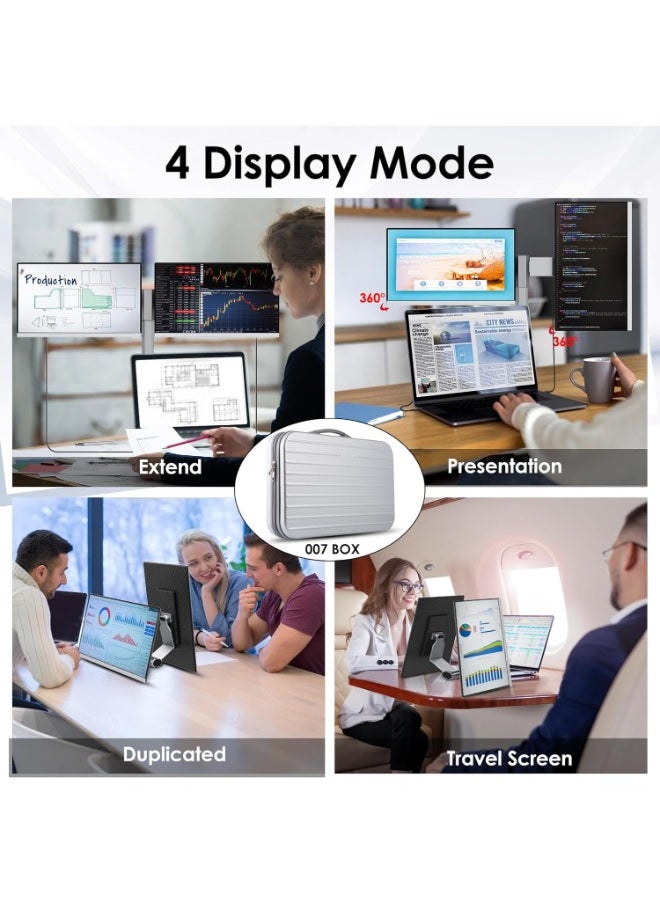 15.6'' Triple Monitor Laptop Screen Extender, Ultra-Thin Portable IPS Monitor with Narrow Bezel, Compatible with Mac/Windows/Chrome