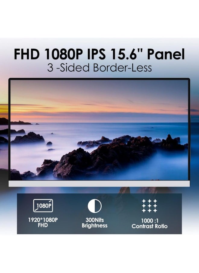 15.6'' Triple Monitor Laptop Screen Extender, Ultra-Thin Portable IPS Monitor with Narrow Bezel, Compatible with Mac/Windows/Chrome