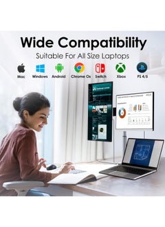 V2COM 15.6'' Triple Monitor Laptop Screen Extender, Ultra-Thin Portable IPS Monitor with Narrow Bezel, Compatible with Mac/Windows/Chrome  - Image 3