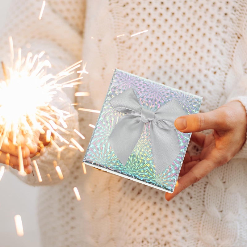 SEWACC Small Foldable Gray Paper Box Set With Lid And Ribbon For Presents Birthday Bridesmaid Wrapping 9x8.5x5.5cm - Image 4