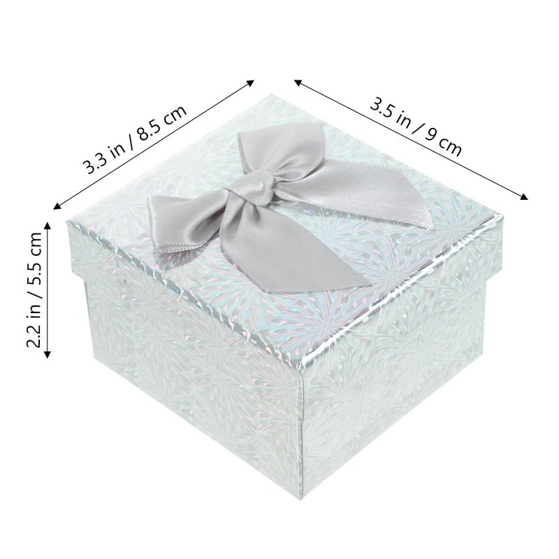 SEWACC Small Foldable Gray Paper Box Set With Lid And Ribbon For Presents Birthday Bridesmaid Wrapping 9x8.5x5.5cm - Image 3