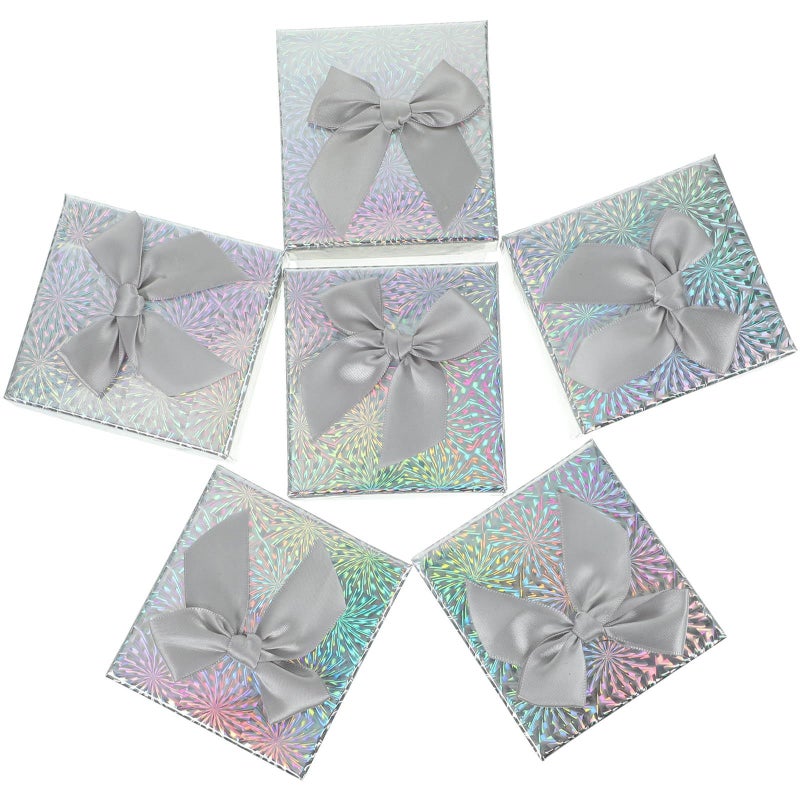 SEWACC Small Foldable Gray Paper Box Set With Lid And Ribbon For Presents Birthday Bridesmaid Wrapping 9x8.5x5.5cm - Image 2