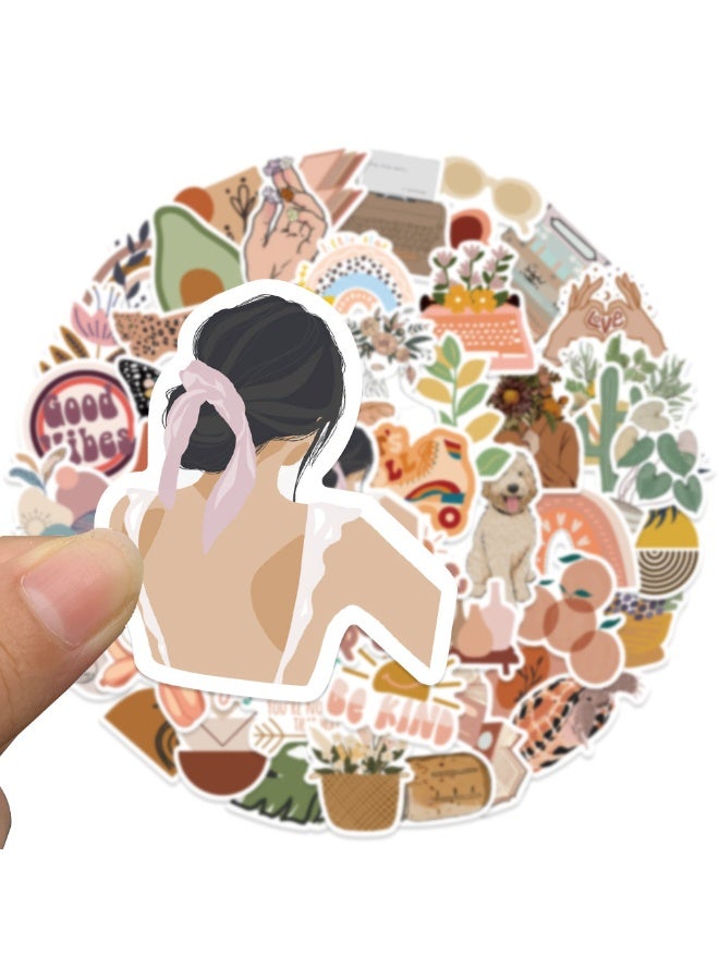 NIBEMINENT 50 Pcs Fresh Bohemian Style Deco Kit Waterproof Stickers, High Definition Printing Bright Colors, Suitable for Laptop Skateboard Luggage Water Bottle Guitar DIY - Image 3