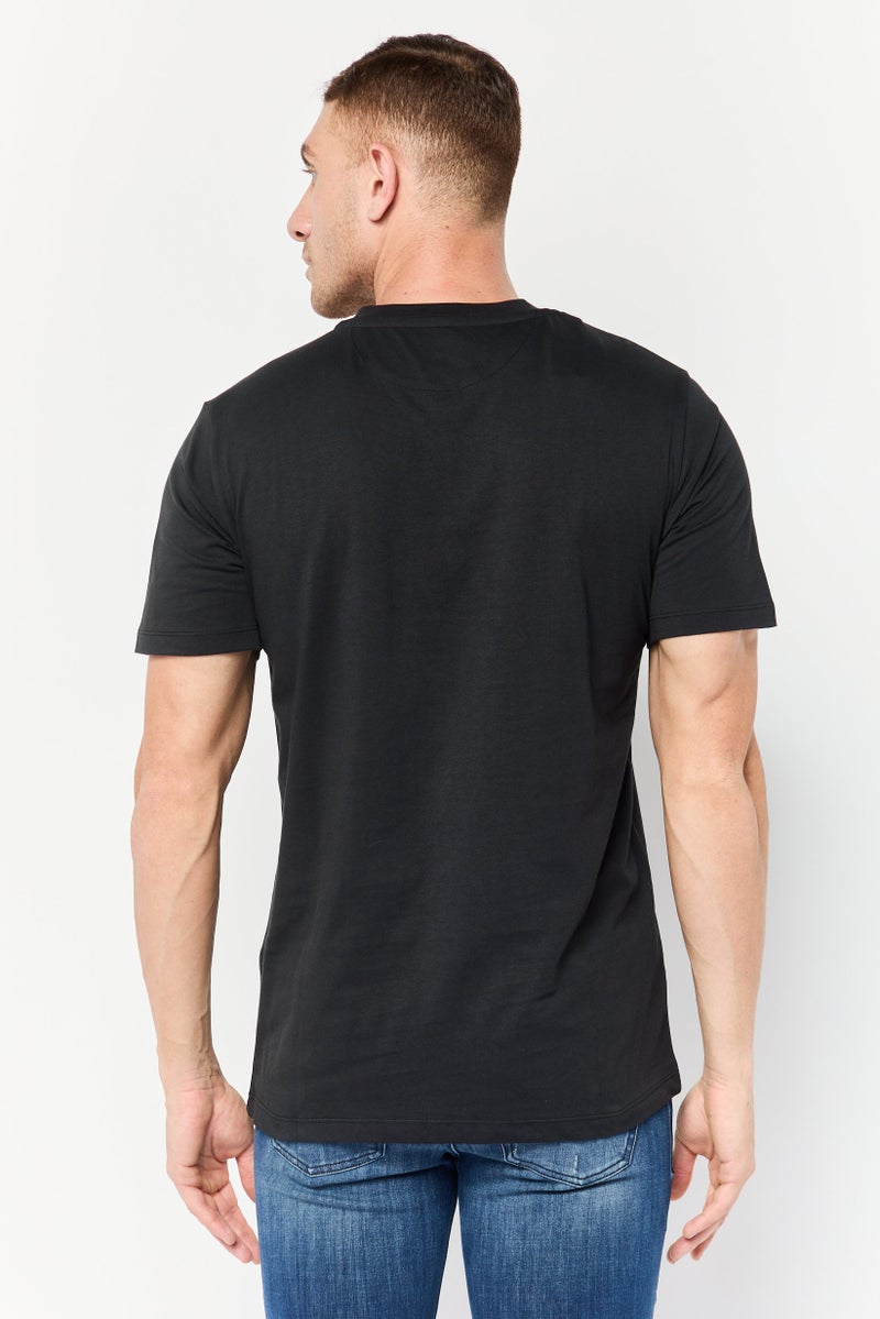 LAMBORGHINI Men Crew Neck Short Sleeves Embossed T-shirt, Black - Image 2