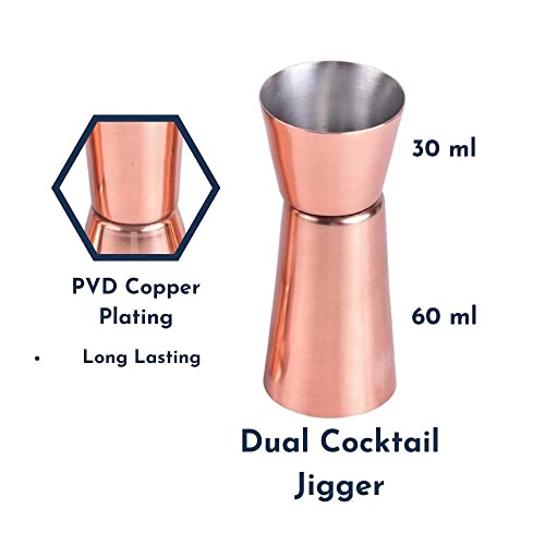 Dynore Stainless Steel Double Sided Copper Plated Tall Peg Measure 30/60 ml - Image 2