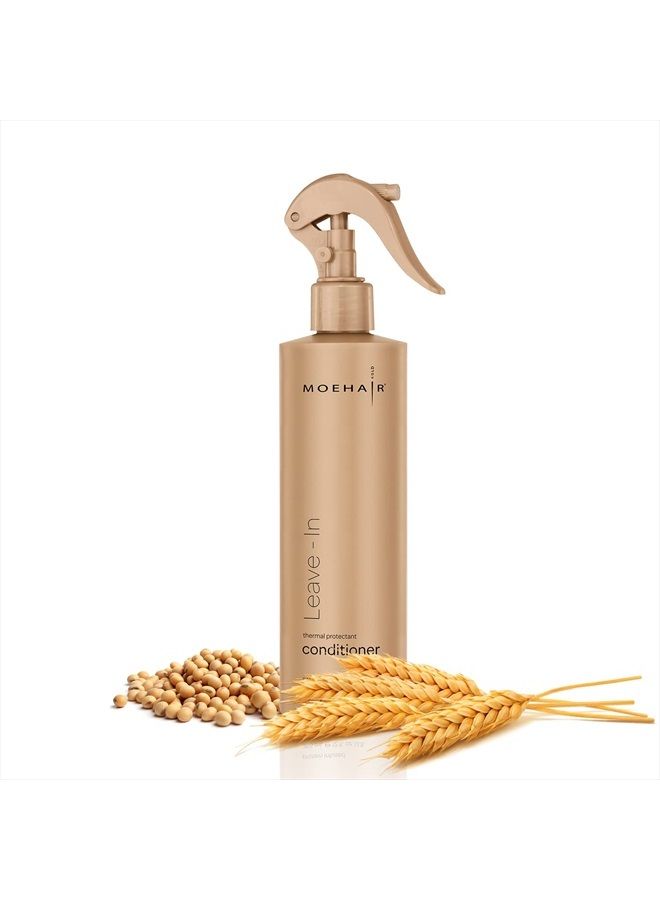 MoeHair بخاخ بلسم يُترك في الشعر 12 أونصة سائلة للشعر الجاف والتالف، واقي حراري، بخاخ لفك تشابك الشعر | مُعزز بالبروتين والفيتامينات، بلسم خالي من البارابين والكبريتات - Image 1