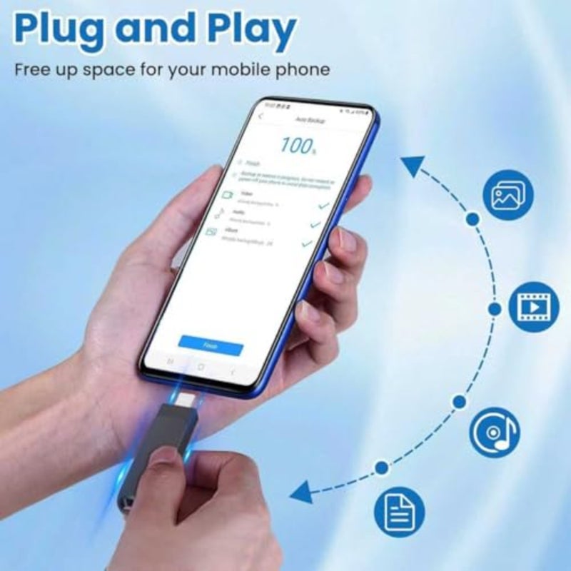 تخزين صور الهاتف المحمول: محرك أقراص فلاش USB-C من الألومنيوم باللون الفضي، بسعة 2 تيرابايت لأجهزة iPhone وiPad والكمبيوتر الشخصي والمزيد من الأجهزة - Image 3