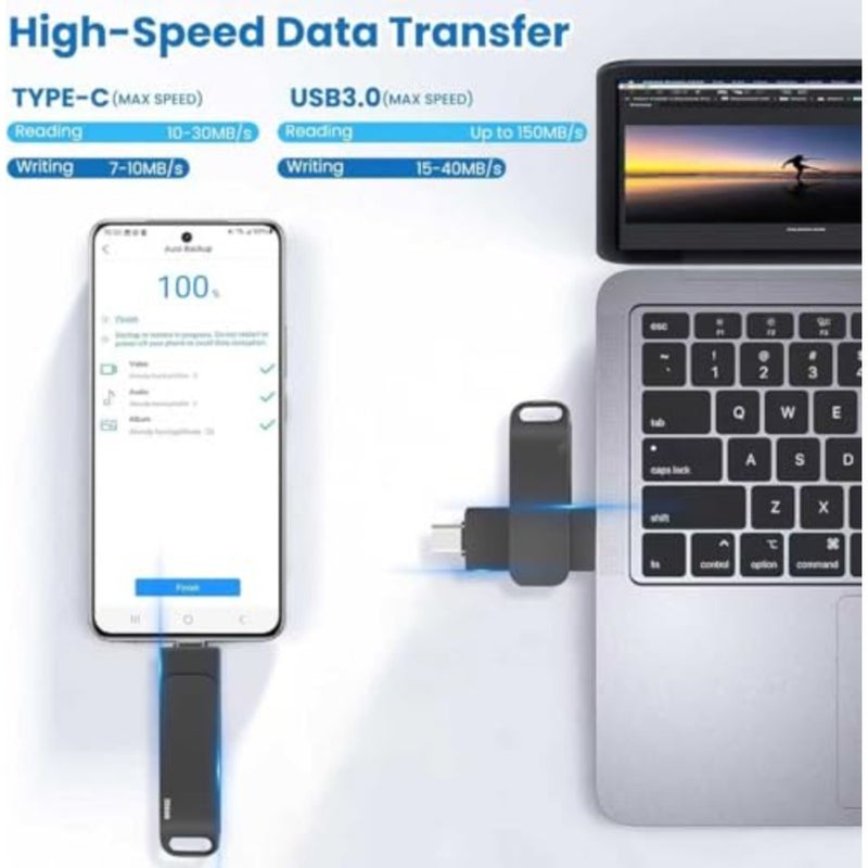 تخزين صور الهاتف المحمول: محرك أقراص فلاش USB-C من الألومنيوم باللون الفضي، بسعة 2 تيرابايت لأجهزة iPhone وiPad والكمبيوتر الشخصي والمزيد من الأجهزة - Image 5