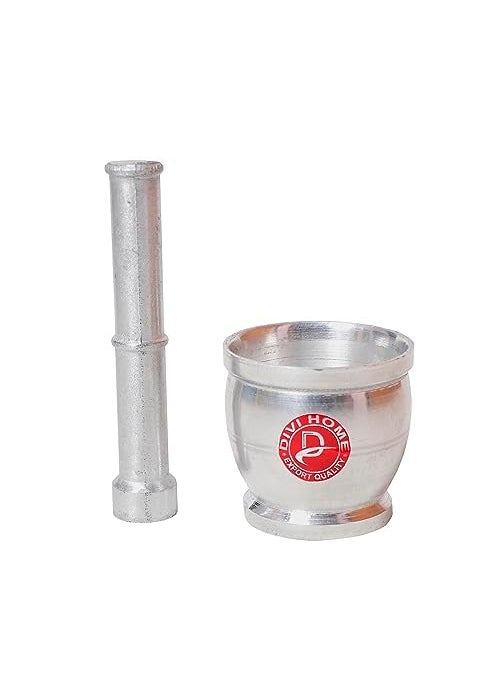 DIVI HOME DIVI HOMEHeavy Gauge Aluminium Mortar and Pestle Khal Dasta Rolu Ural Set kutani khalbatta imam dasta Okhli Masher Spice Mixer for Home and Restaurant Kitchen Design3 Matka big  - Image 3