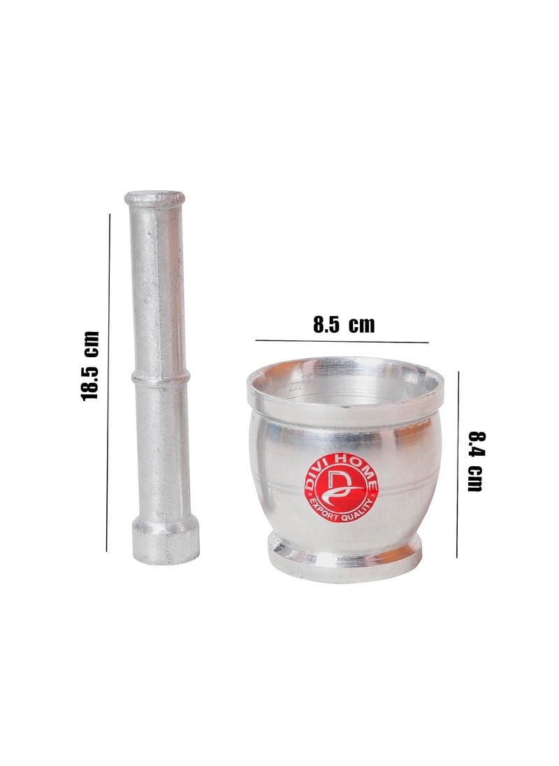 DIVI HOME DIVI HOMEHeavy Gauge Aluminium Mortar and Pestle Khal Dasta Rolu Ural Set kutani khalbatta imam dasta Okhli Masher Spice Mixer for Home and Restaurant Kitchen Design3 Matka big  - Image 4