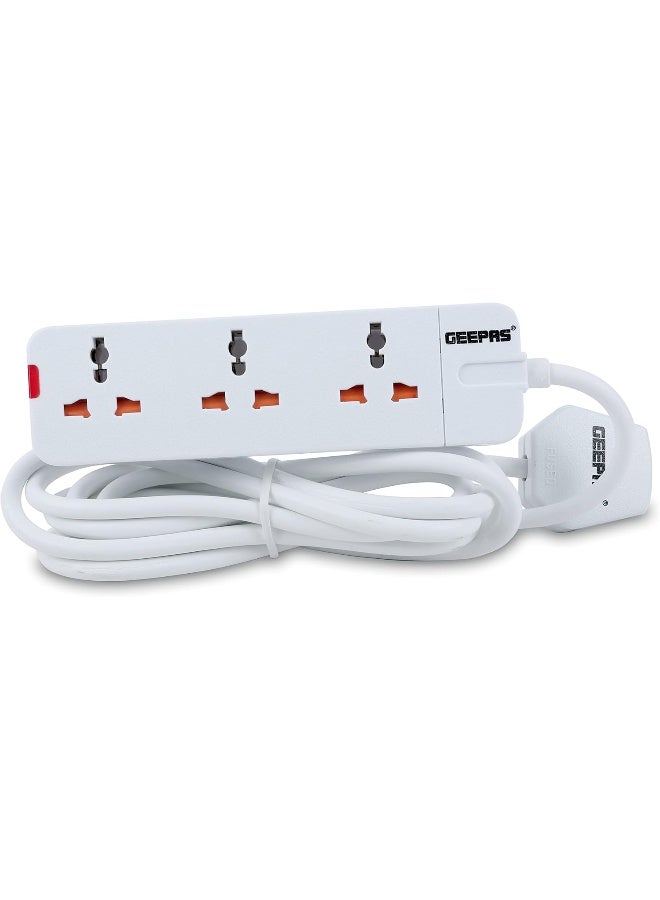 GEEPAS Geepas 3 Way Extension Socket 13A - Charge Multiple Devices with Child Safe, Extra Long Cord & Over Current Protected | Ideal For All Electronic Devices  - Image 1