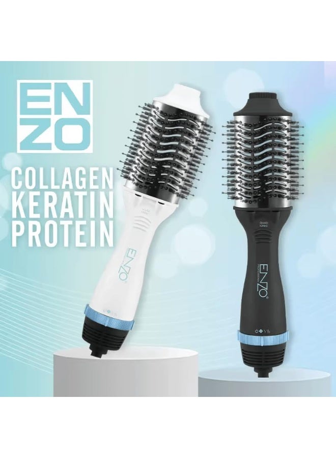 ENZO Professional إنزو " EN-6211 فرشاة شعر احترافية مع تحكم في درجة الحرارة القابلة للتعديل، تسخين سريع، نسخة دولية (بيضاء) - Image 2