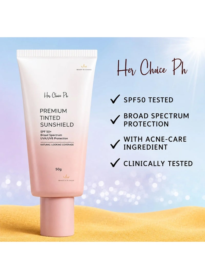 Her Choice Ph Premium Tinted Sunshield SPF50 - 50gm - Image 2