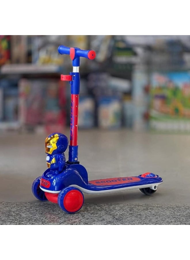 Prime **Three-Wheeled Kids Scooter with Superhero Design – Perfect for Enhancing Balance and Developing Motor Skills in a Fun and Safe Way! (Blue Color)**  - Image 1