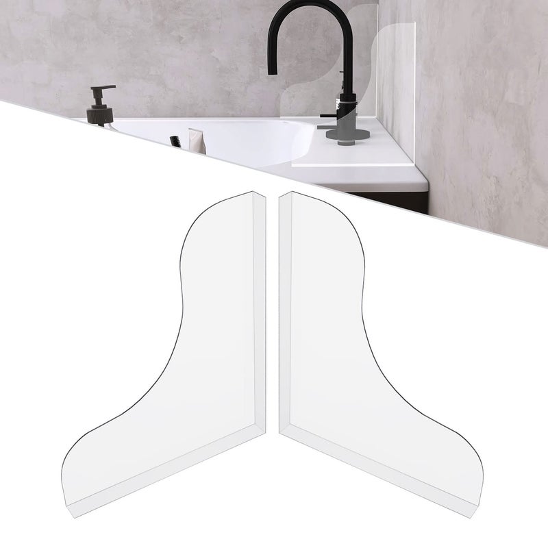 Hpoypmir Hpoypmir 2 Pcs Shower Splash Guard for Bathtub Corner Transparent Bathtub Shower Splash Guard with 3M Super Viscose  Transparent 