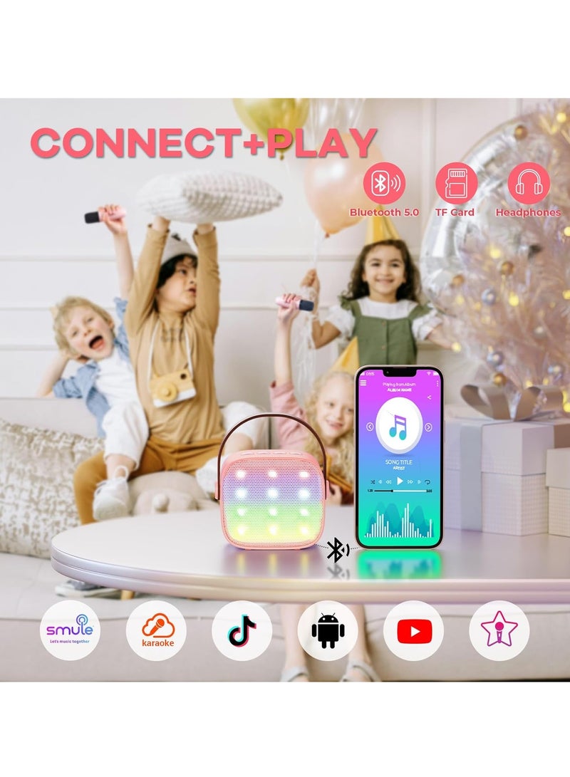 TIGER Mini Karaoke Machine for Kids & Adults – Portable Bluetooth Speaker with 2 Wireless Microphones, 18 Built-In Songs – Fun Toy & Birthday Gift for Girls Ages 4-12, Toddlers, Teens – Family Singing Machine – Rechargeable, Multicolor - Image 5