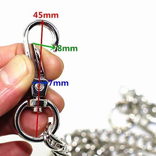 LONG TAO 55 DIY Iron Flat Chain Strap Handbag Chains Accessories Purse Straps Shoulder Cross Body Replacement Straps with Metal Buckles Replacement Straps Handbag Chain Silver - Image 2