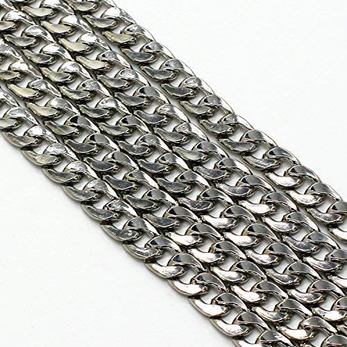 LONG TAO 55 DIY Iron Flat Chain Strap Handbag Chains Accessories Purse Straps Shoulder Cross Body Replacement Straps with Metal Buckles Replacement Straps Handbag Chain Silver - Image 3