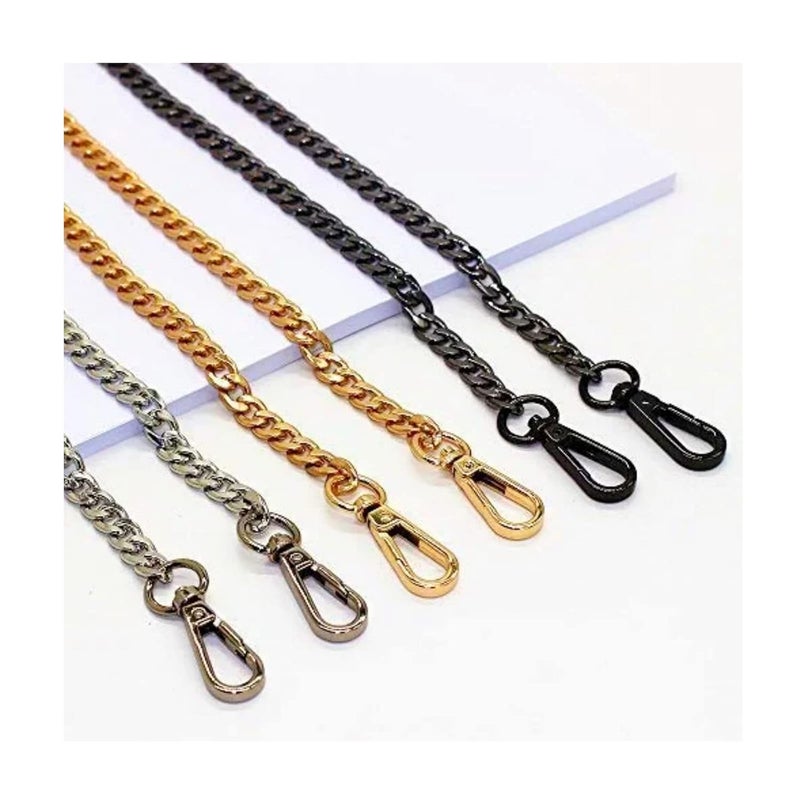 LONG TAO 55 DIY Iron Flat Chain Strap Handbag Chains Accessories Purse Straps Shoulder Cross Body Replacement Straps with Metal Buckles Replacement Straps Handbag Chain Silver - Image 4