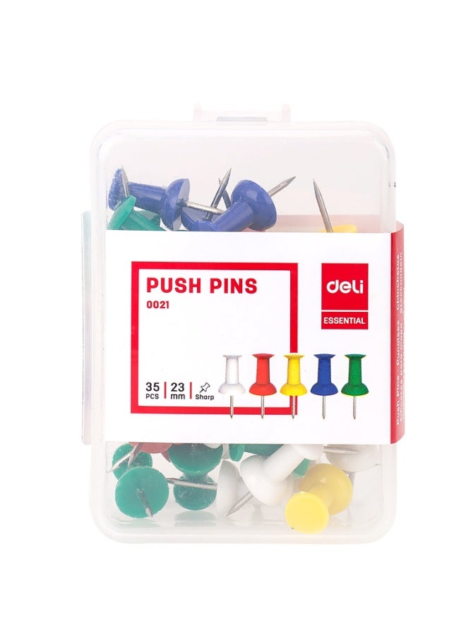 Deli Push Pins 23 mm Strong Grip for Notice Board Office and School Use Assorted Colours - Image 3
