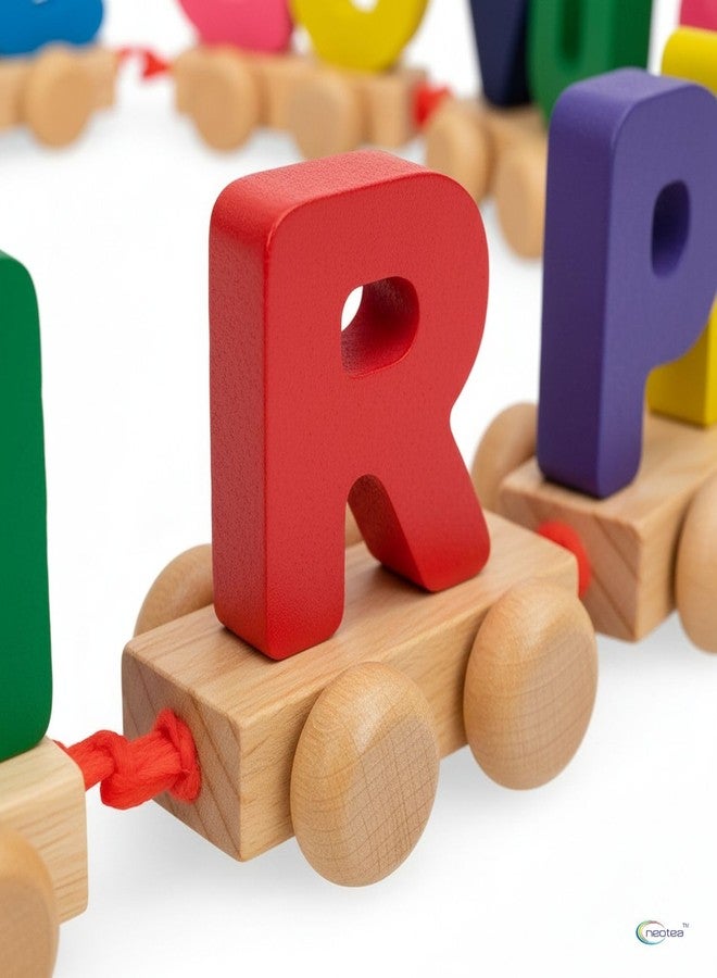 Neotea Wooden Alphabet Letters Train A-Z English Vocabulary Building Train Set Early Educational Toys Kids 2+ Years for Boys & Girls Pack of 1 | Non-Toxic | Develop Fine Motor Skills | Multicolor - Image 5