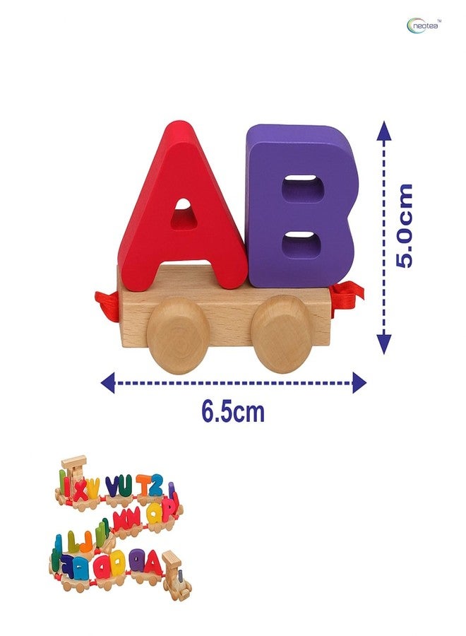 Neotea Wooden Alphabet Letters Train A-Z English Vocabulary Building Train Set Early Educational Toys Kids 2+ Years for Boys & Girls Pack of 1 | Non-Toxic | Develop Fine Motor Skills | Multicolor - Image 4