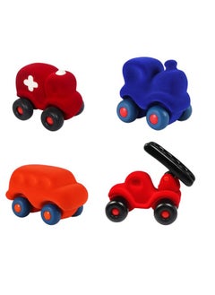 Rubbabu Colourful Micro Vehicles Set - 100% Natural Rubber Foam Ambulance, Fire Engine, Bus & Train with Soft Flock Surface. Toys Wheels Roll Easily When Pushed. for Babies Infants & Kids 1 Year+ - pzsku/Z6194340444FB1963EF39Z/45/_/1736426652/99b85bec-23a5-4a67-b9fb-2b227694c19d