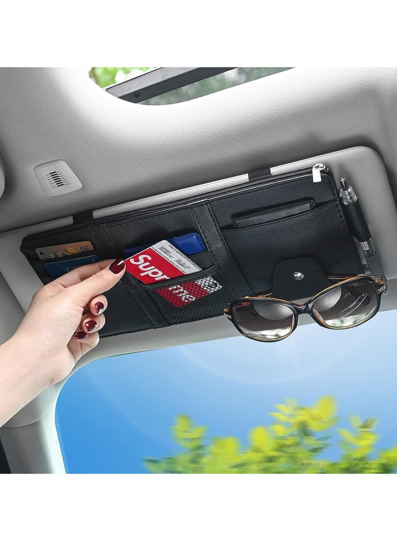 Generic Car Glasses Holder, Car Visor Sunglass Holder, Car Sun Visor Organizer, for Cards Pens Sunglasses Holders - Image 1