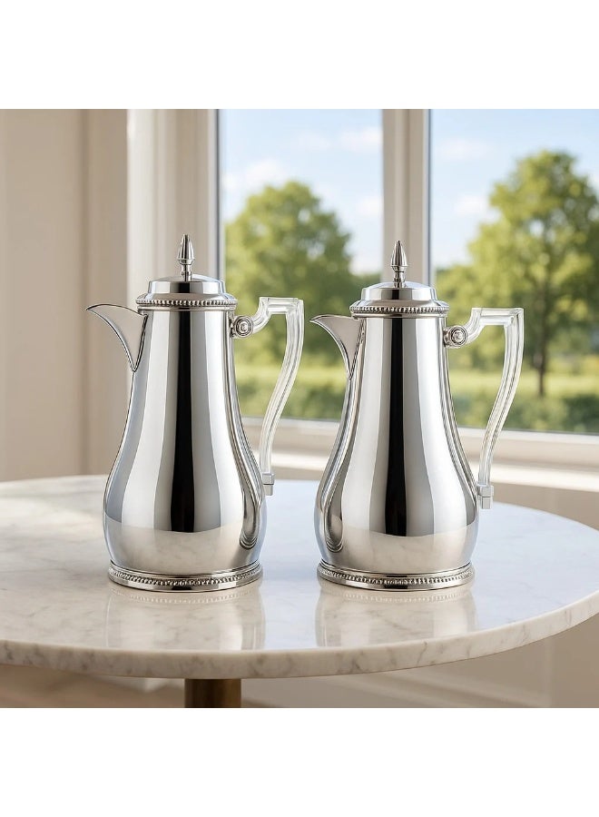 السيف  "✨ السيف طقم ترامس شدن – 2 قطعة نيكل لامع بيد أكريليك شفاف وداخلي زجاج فاخر ✨" - Image 1