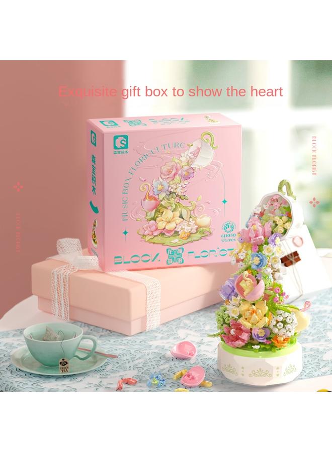 Bluejw Senbao Movement 611050 Flower Tea With Light Music Box Small Particles Hand Assembled Toy Tanabata Gift - Image 2