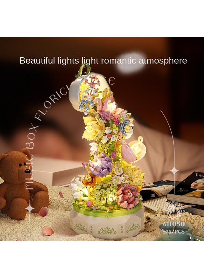Bluejw Senbao Movement 611050 Flower Tea With Light Music Box Small Particles Hand Assembled Toy Tanabata Gift - Image 4
