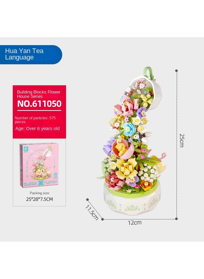 Bluejw Senbao Movement 611050 Flower Tea With Light Music Box Small Particles Hand Assembled Toy Tanabata Gift - Image 1