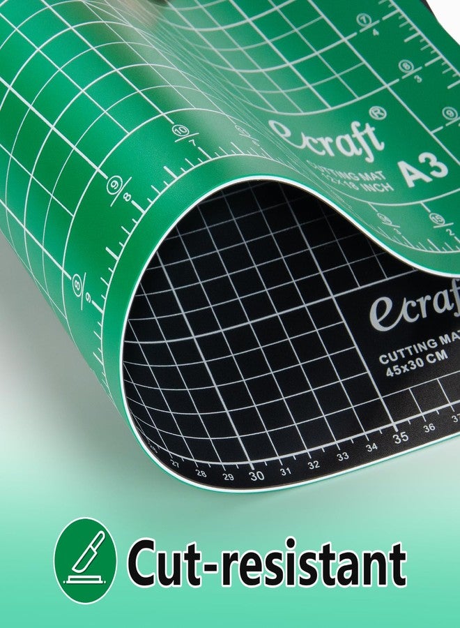 Ecraft Self-Healing Cutting Mat 12x18 Inch, Double-Sided 5-Ply Gridded Rotary Cutting Board, Non-Slip Surface for Sewing, Quilting & Crafts, Green/Black - Image 3