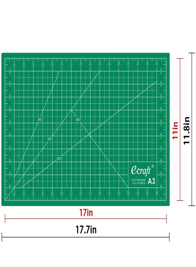 Ecraft Self-Healing Cutting Mat 12x18 Inch, Double-Sided 5-Ply Gridded Rotary Cutting Board, Non-Slip Surface for Sewing, Quilting & Crafts, Green/Black - Image 2