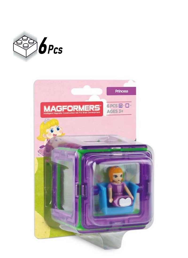 Magformers Princess Character 6 Pieces Add On Rainbow Colors Educational Magnetic Geometric Shapes Tiles Building Stem Toy Set Ages 3+  - Image 1
