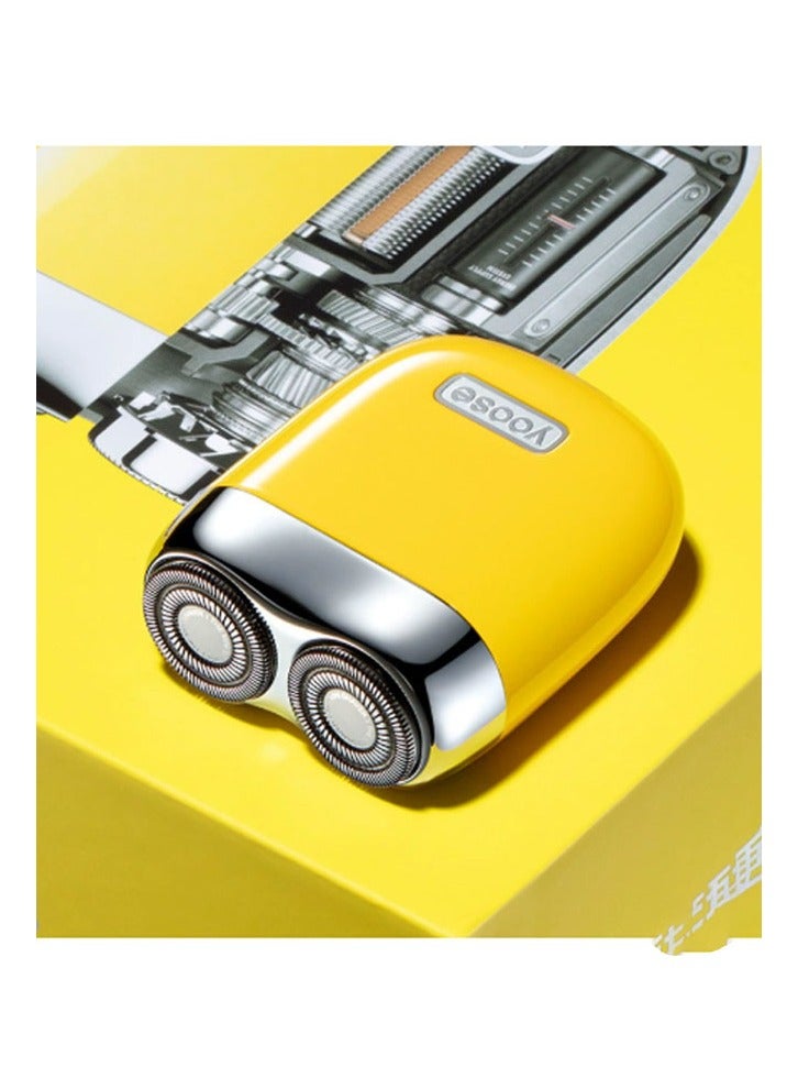 يوز ماكينة حلاقة كهربائية بسيطة للرجال - ماكينة حلاقة صغيرة محمولة للسفر مع رأس عائم، حجم صغير للغاية، مقاومة للماء، شحن سريع من النوع C، ضوضاء منخفضة، مثالية للعناية الشخصية أثناء التنقل (أصفر) - Image 1