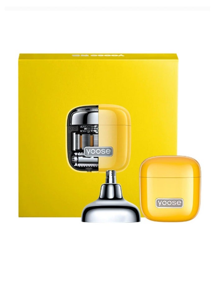 يوز ماكينة حلاقة كهربائية بسيطة للرجال - ماكينة حلاقة صغيرة محمولة للسفر مع رأس عائم، حجم صغير للغاية، مقاومة للماء، شحن سريع من النوع C، ضوضاء منخفضة، مثالية للعناية الشخصية أثناء التنقل (أصفر) - Image 2