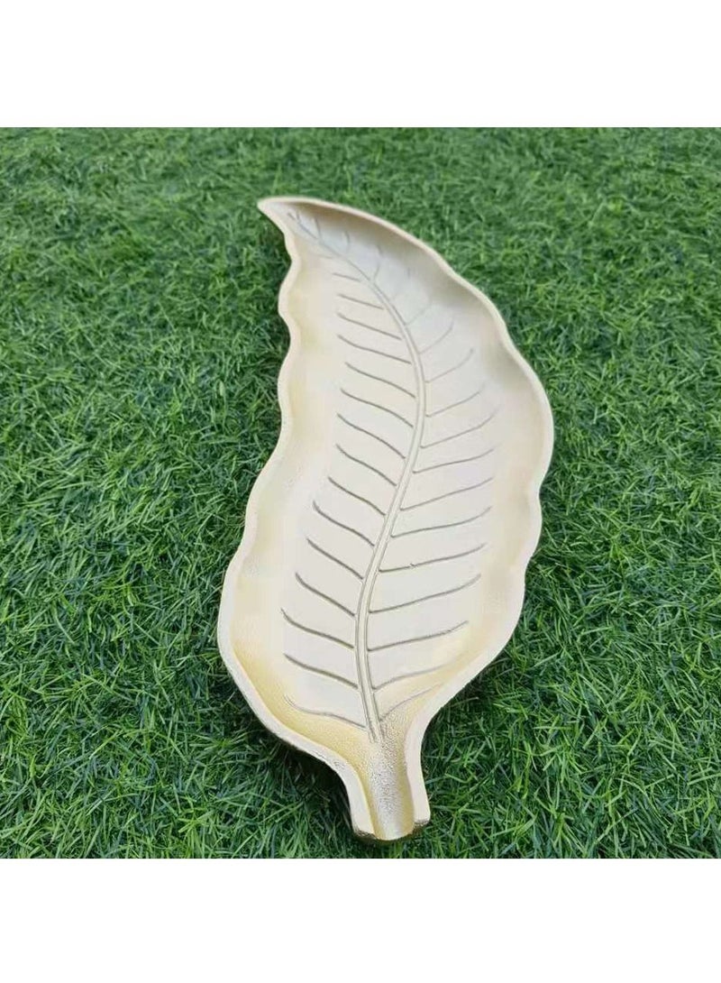 صواني تقديم خشبية بتصميم أوراق شجر من FFD أطباق زخرفية على شكل أوراق شجر وجبة خفيفة أطباق تقديم الحلوى طبق حلية ذهبية مزخرفة صينية الغرور - Image 1