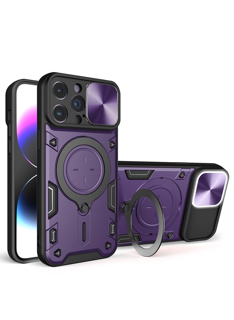 Case Cover For Apple iPhone-14 Pro Max Mobile Phone , Slide Camera Lens Cover, 360°Rotating Kickstand Ring, Bumper Shockproof Phone Case，Compatible with Car Magnetic Mount