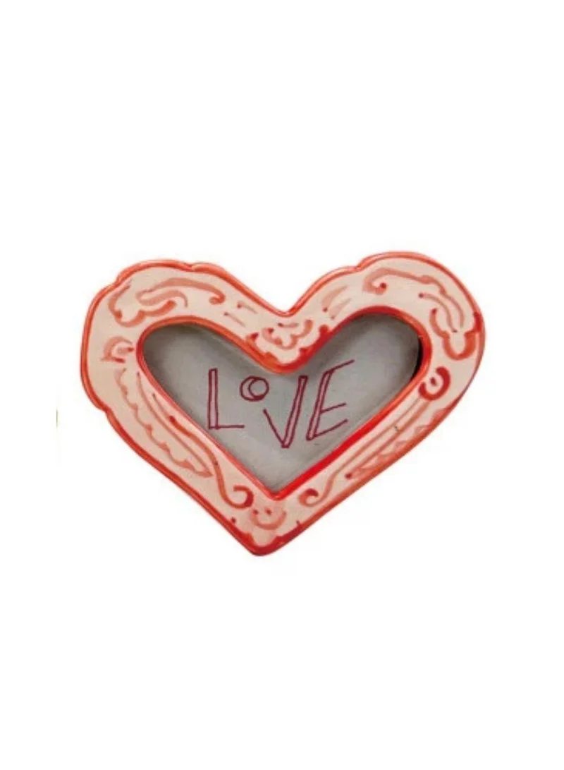 The Saffron Souk Hand-Painted Stoneware Mini Photo Frame Magnet - "Love"